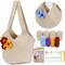 Crochet Bag Kit for Beginners – Complete DIY Shoulder Bag Starter Set with Yarn, Hook, and Step-by-Step Video Tutorials, Perfect Craft Gift for Adults (Beige)